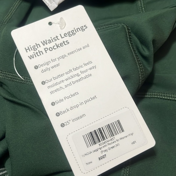 NWT YUNOGA Leggings Sz M Pockets High Waist Tummy Control Yoga Pants 25’ inseam - Picture 7 of 8